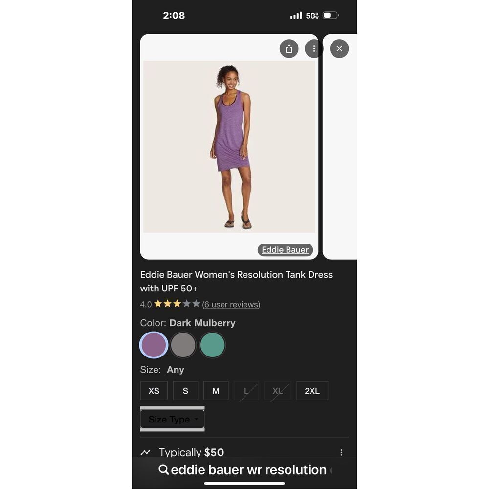 Eddie Bauer Dark Mulberry Purple Midi Tank Spaghetti Strap Dress NWT